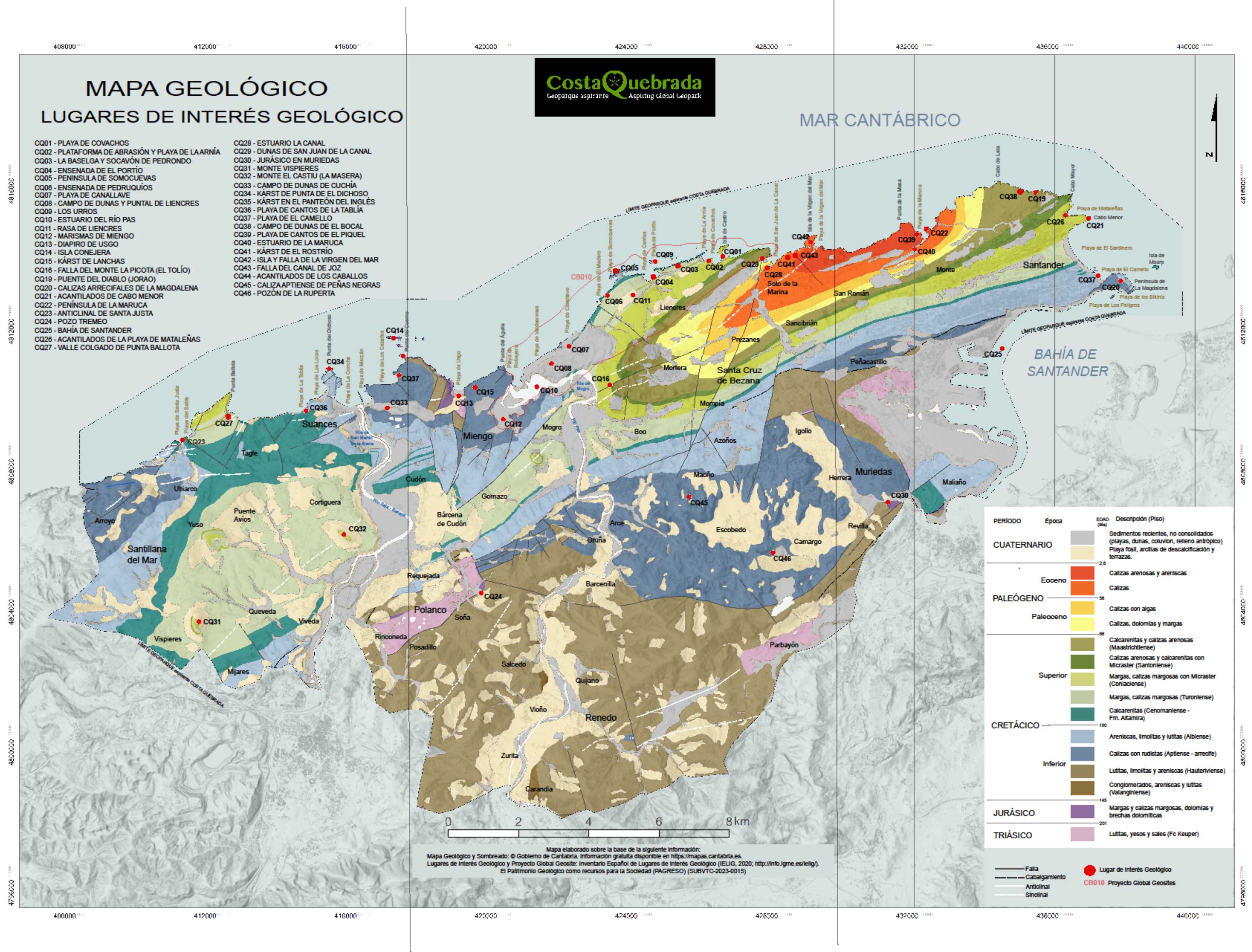 mapa geologico geoparque costa quebrada cantabria unesco